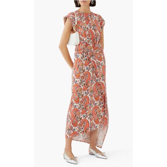 Rabanne Paisley Printed Draped Dress SZ 34